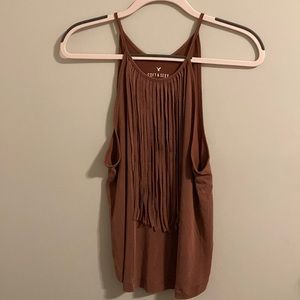 American Eagle women’s rust color fringe tank top